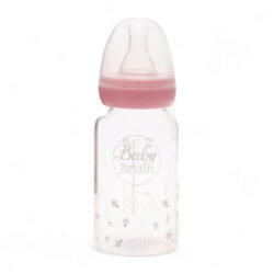 Baby Bruin Hőálló üveg cumisüveg, szilikon etetőcumival, cseppmentes kupakkal 120 ml - rózsaszín (55042725lany)