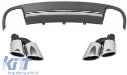 KITT Hátsó lökhárító diffúzor kipufogóvégekkel AUDI A4 B8 Facelift előtti Avant 2008-2011 modellekhez, S4 Dizájn (CORDAUA4B8S4)