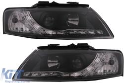 KITT Lightning LED DRL fényszórók Audi A4 Cabriolet B6 8H7 8HE (2002-2006) fekete (HLAUA4B6BCA)