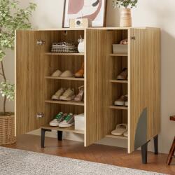 Gutent Modern Cipőszekrény 90 cm Fahatású Színben, 3 Ajtóval és Tárolópolccal (1004)