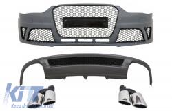 KITT Lökhárító AUDI A4 B8 Facelift Limo Avant 12-15 modellekhez, diffúzor, kipufogó, RS4 dizájn (COFBAUA4B8FRSRDTY)