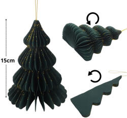  Karácsonyfa dekoráció papír 15cm
