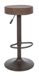 Bizzotto Scaun de bar cadru fier gri si sezut piele ecologica maro Piper 35 cm x 35 cm x 64/85 h (0733336deco)