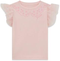 GUESS Розова тениска за мини момиче с ръкави воал и малък бродиран надпис Guess