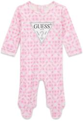 Guess Розов ромпър за новородено момиче с детайли и сребристо лого Guess