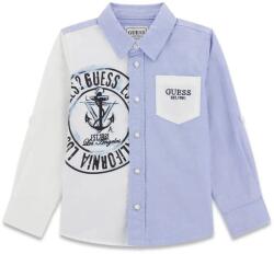 GUESS Риза с навиващи се ръкави за мини момче в бяло и светло синьо Guess