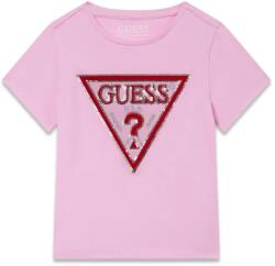 GUESS Розова тениска за мини момиче с червено лого Guess с пайети
