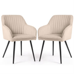 AKORD AKORD Florence Kárpitozott Étkezőszék Bársony Bézs Fekete Lábakkal (AKO-FLORENCE-BEB)