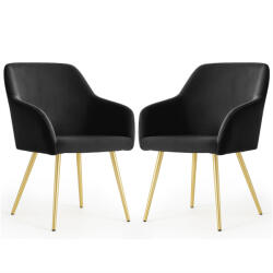 AKORD Furniture Factory ESTELLE Étkezőszék Welúr Fekete Arany Lábakkal 2 db (AKO-ESTELLE-BLG)