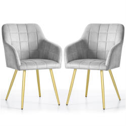 AKORD AKORD LUXANO kárpitozott szék welúr szürke arany lábakkal négyzetes steppelt mintával (AKO-LUXANO-GRG)