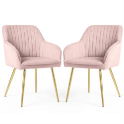 AKORD AKORD FLORENCE Tapicerowane Welurowe Szék Puder Rózsaszín Arany Lábakkal 2 db (AKO-FLORENCE-PPG)