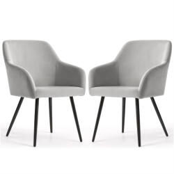 AKORD ESTELLE kárpitozott szék welúr szürke fekete lábakkal 2 db (AKO-ESTELLE-GRB)