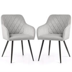 AKORD AKORD VELTO Kárpitozott Szék Welur Szürke Rombusz Steppelt Fekete Lábak 2 db (AKO-VELTO-GRB)