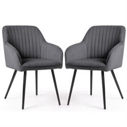 AKORD AKORD Florence bársony kárpitozott szék függőleges varrásokkal sötét grafit fekete lábakkal 2 db (AKO-FLORENCE-DGB)