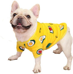  Kutyaruha - Kutyapulóver - Kutyapulcsi - plüss pulóver avokadó mintával sárga színben - XL - sárga