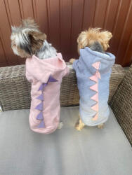  Kutyaruha - Kutyapulóver - Kutyapulcsi - dínós- kapucnis - kettő szinben - M - rózsaszín