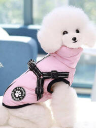  Kutyaruha - Bélelt mellény - Hátulján cipzár - Hám - 2 színben - L - rózsaszín