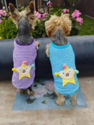  Kutyaruha - Pamut trikó cuki csillagos mintával - S - lila