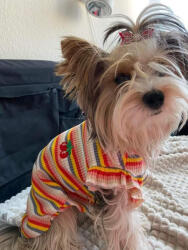  Kutyaruha - Színes, csíkos póló cseresznye mintával - kétféle színben! - S - rózsaszín