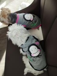  Kutyaruha - Majom mintás trikó - kétféle színben - L - szürke/fekete szegéllyel