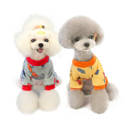  Kutyaruha - Meleg, overál - overall, kezeslábas kutyaruha, dinoszaurusz mintával - S - szürke