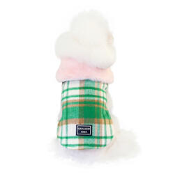  Kutyaruha - kutyakabát - kutyamellény, bundás, meleg - zöld/fehér - 2XL - zöld/fehér