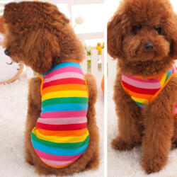  Kutyaruha - Szivárvány csíkos, nyári kutyatrikó - M