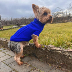  Kutyaruha - Kutyapulóver - kutyapulcsi, Kötött Garbós - meleg - kék - M - kék