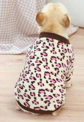  Kutyaruha - Kutyapulóver - Kutyapulcsi - Leopárd mintás plüss pulóver - Rózsaszín - XL