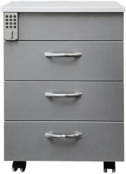 International Service Rollbox office 3 sertare cu cifru electronic, pal alb/ gri , 47 x 50 x 61 cm Dulap arhivare