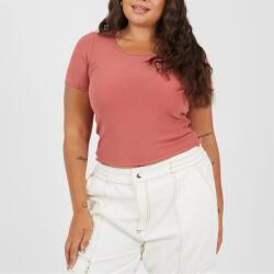 Brave Soul Тениска Brave Soul Plus Size Basic Ribbed Short Sleeve T-shirt - Clay