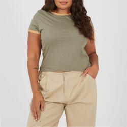 Brave Soul Plus Size Short Sleeve T-shit with Contrast Neck and Sleeve Rib - Khaki/Camel