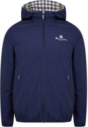 AQUASCUTUM Men's Reversible Check Hooded Long Sleeve Rain Anorak - BLUE