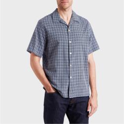 PS Paul Smith Men's Geometric Short-Sleeve Patterned Shirt - Blue 43