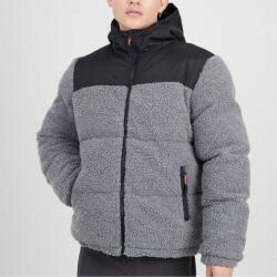 Brave Soul Яке Brave Soul Mens Borg Puffer Jacket with Contrast Fabric Upper & Hood - Black/Lt Grey