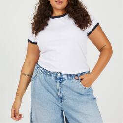 Brave Soul Plus Size Short Sleeve T-shit with Contrast Neck and Sleeve Rib - White/Navy