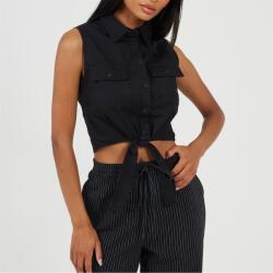 Brave Soul Womens Sleeveless Collared Top with Tie Detail - Black