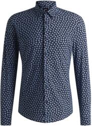 HUGO BOSS Men's P-Roan-Kent-C1-233 Patterned Long-Sleeve Shirt - Dark Blue 404