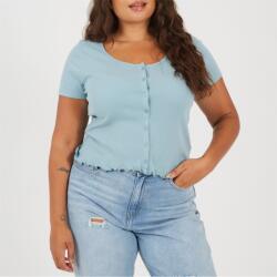 Brave Soul Фланелка с къс ръкав Brave Soul Plus Size Button Through Short Sleeve Top with Lettuce Hem - Duck Egg