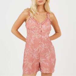 Brave Soul Womens Leaf Print Paysuit with Frilly Straps - Pink Leaf