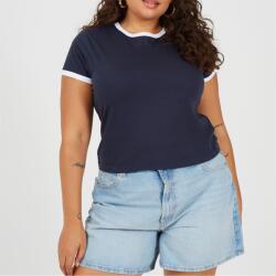 Brave Soul Plus Size Short Sleeve T-shit with Contrast Neck and Sleeve Rib - Navy/White