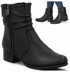 Rieker 40 Női Bőr Bokacsizma Elegáns Kényelmes Meleg Fekete (Rieker 78656-00)
