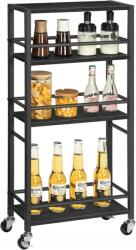  Gurulós tálalókocsi, 4 szintes fa és fém tálalókocsi (kh)