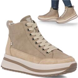 RIEKER 41 Bőr Női Téli Sportcipők Alacsony Platformú Bézs (Rieker W3871-60)