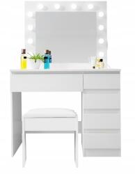 Aga Fésülködőasztal tükörrel, világítással és el. fiókkal zsámoly Matt feh (K15249)