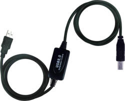 PremiumCord Cablu prelungitor și repetor USB 2.0 PremiumCord (A/M-B/M)/ 10m/ negru