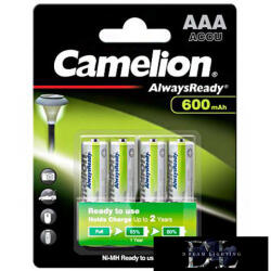 Camelion AlwaysReady Solar NI-MH újratölthető akkumulátor HR03/AAA/600mAh-BP4 (NH-AAA600ARBP4)