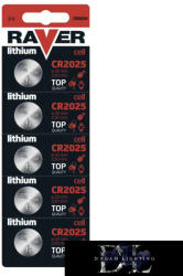RAVER lítium gombelem CR2025 5db/bliszter (B7325)