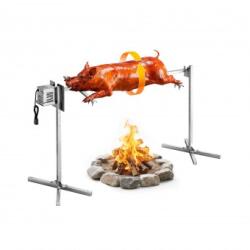 VivaTechnix Rotisor electric pentru gratar Inox, max 60 kg, lungime de lucru 142 cm, putere 38 W, Inaltime reglabila 8 nivele