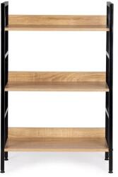 ModernHome Loft stílusú 3 polcos fa hatású MDF állvány, fekete fém vázzal 60×93 cm (CWJ602893CL)